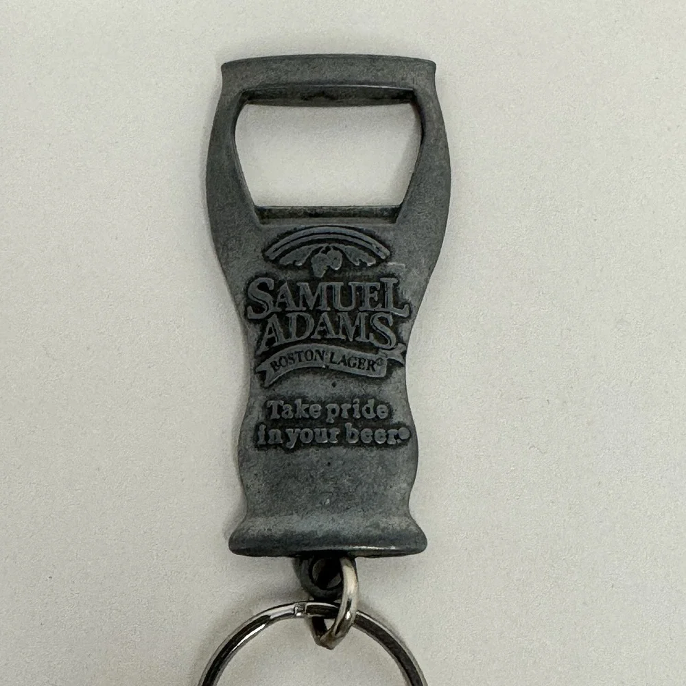 Samuel Adams Boston Lager‎ Bottle Opener Keychain Vintage Pewter Tone Barware